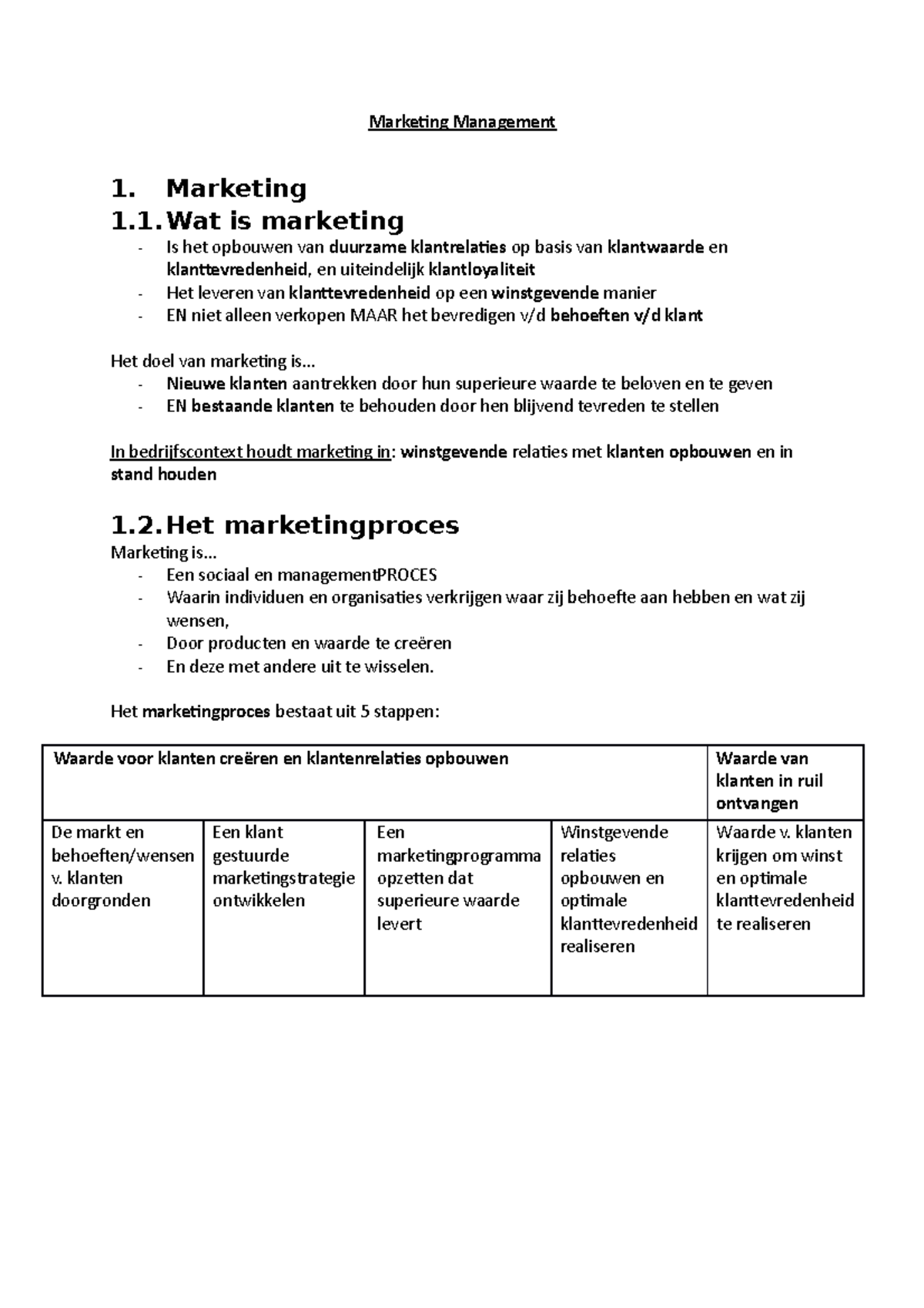 Marketing Management EX Sem 1 - Marketing Management 1. Marketing 1.1 ...