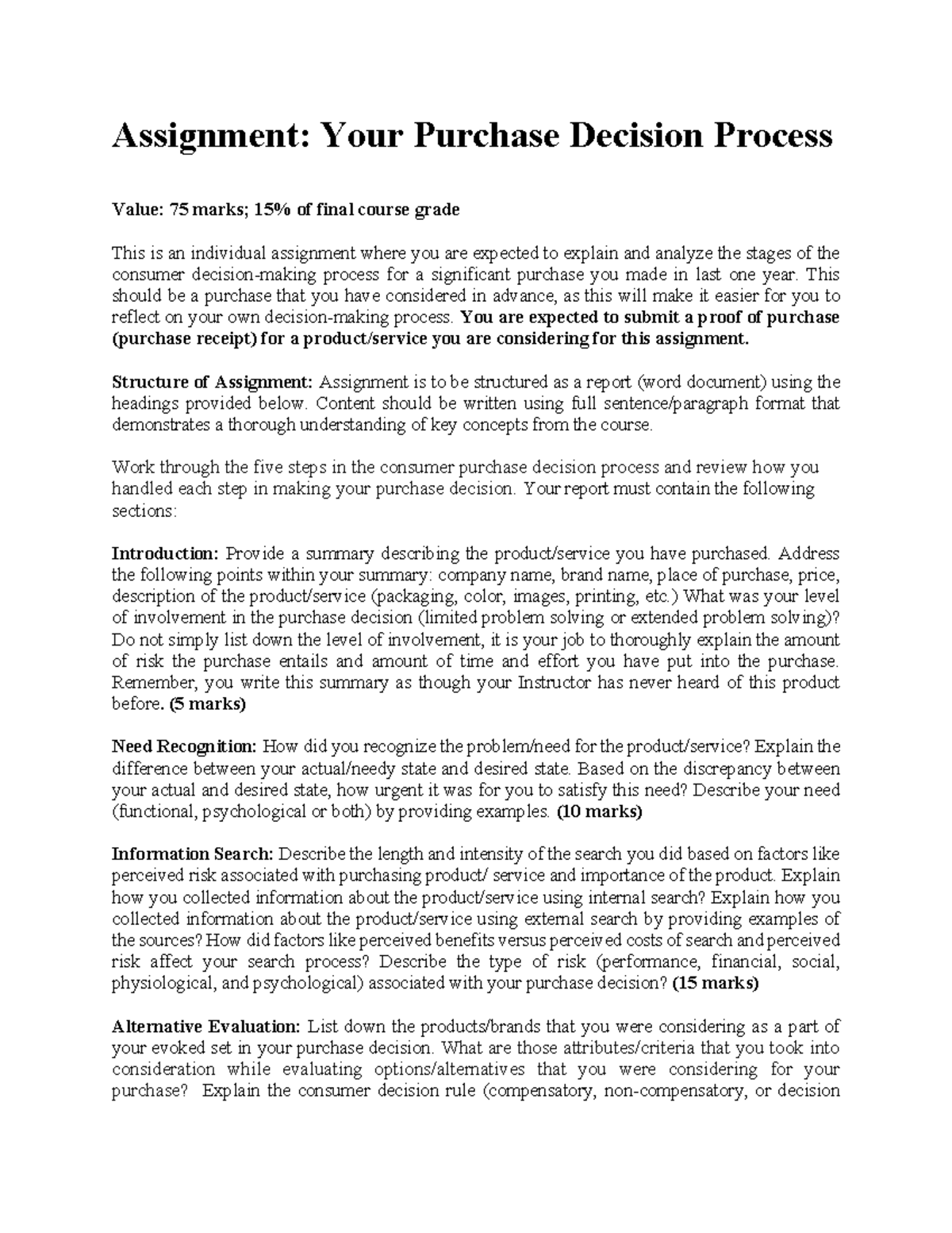 Your Purchase Decision Process - Assignment: Your Purchase Decision ...