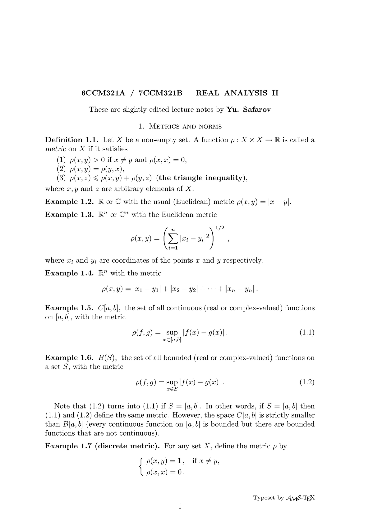 Real Analysis Lecture Notes - These Are Slightly Edited Lecture Notes ...