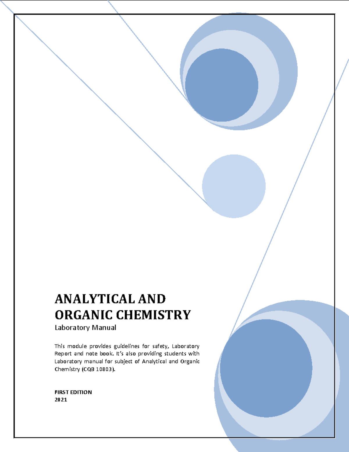 Laboratory Manual Analytical Organic Chemistry CQB 10803 Ver 1 i