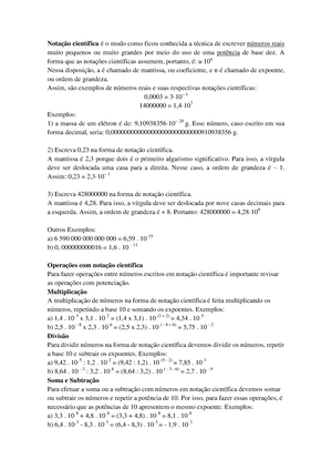 SOLUTION: Notação Científica e Potenciação - Matemática - Studypool