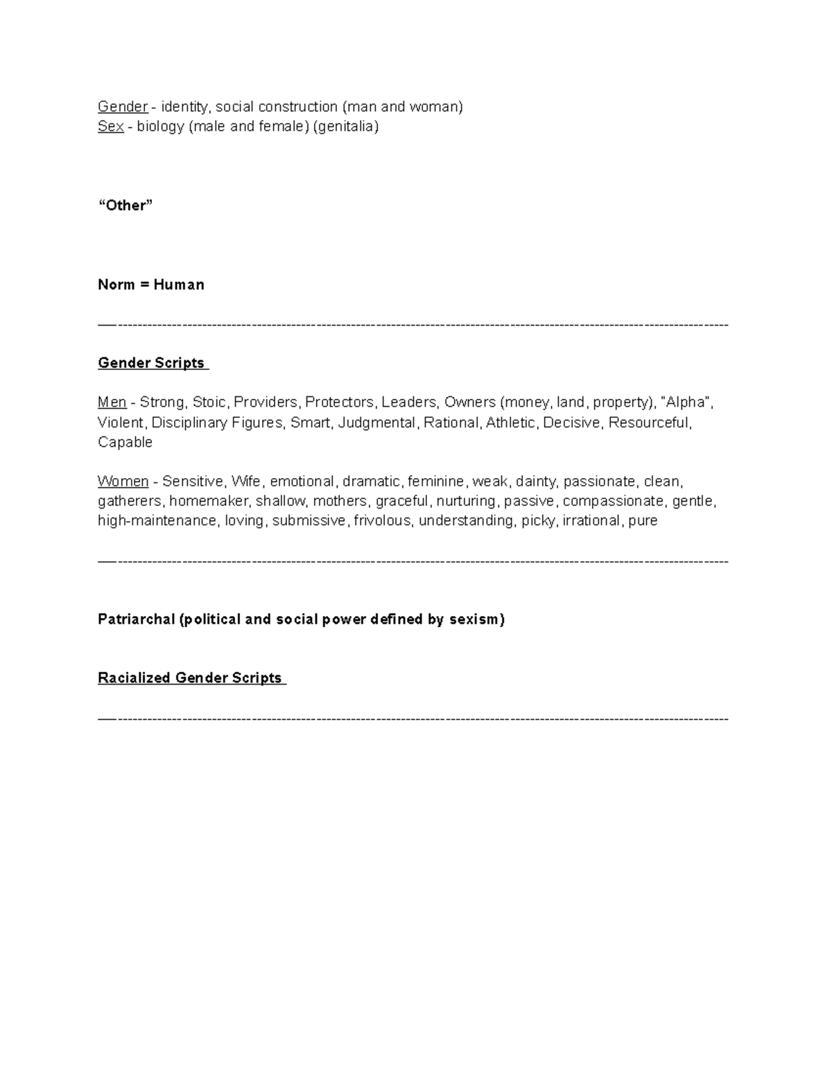 Gender and Sexuality - Gender - identity, social construction (man and ...