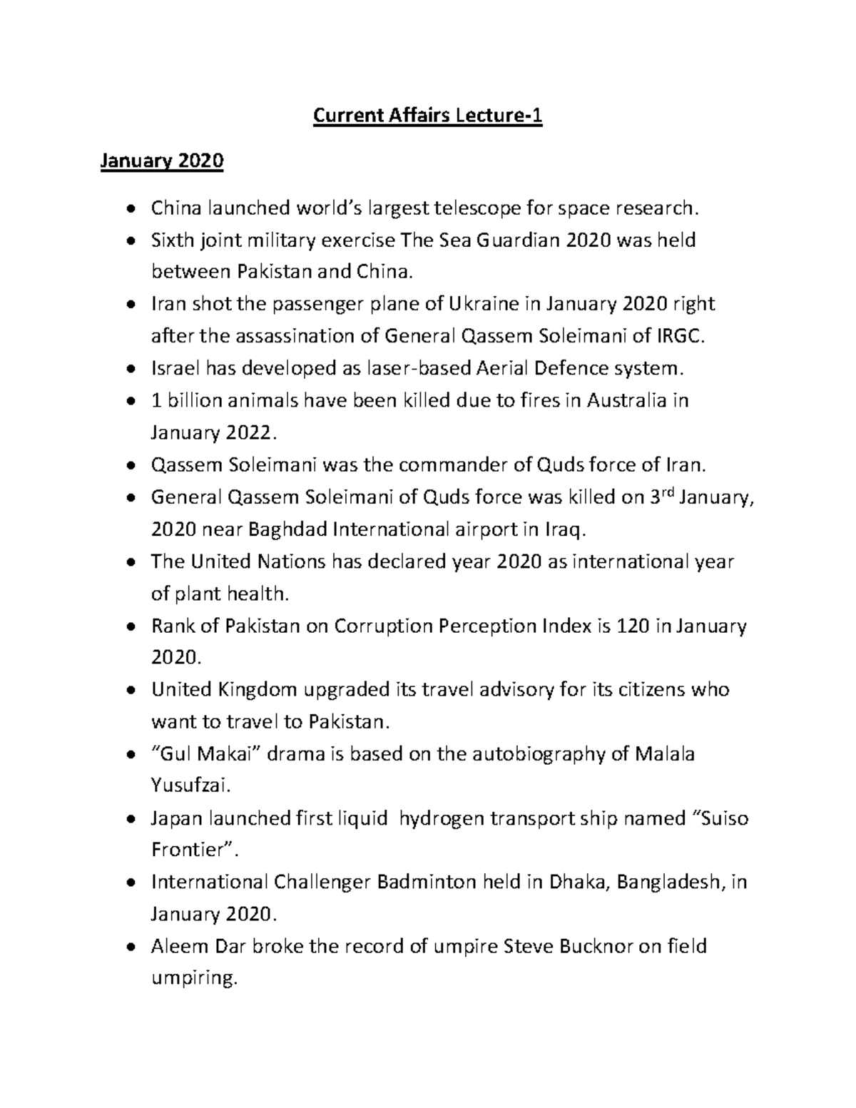 Lecture 1 and 2 - It contains the notes for all the Current Affairs ...