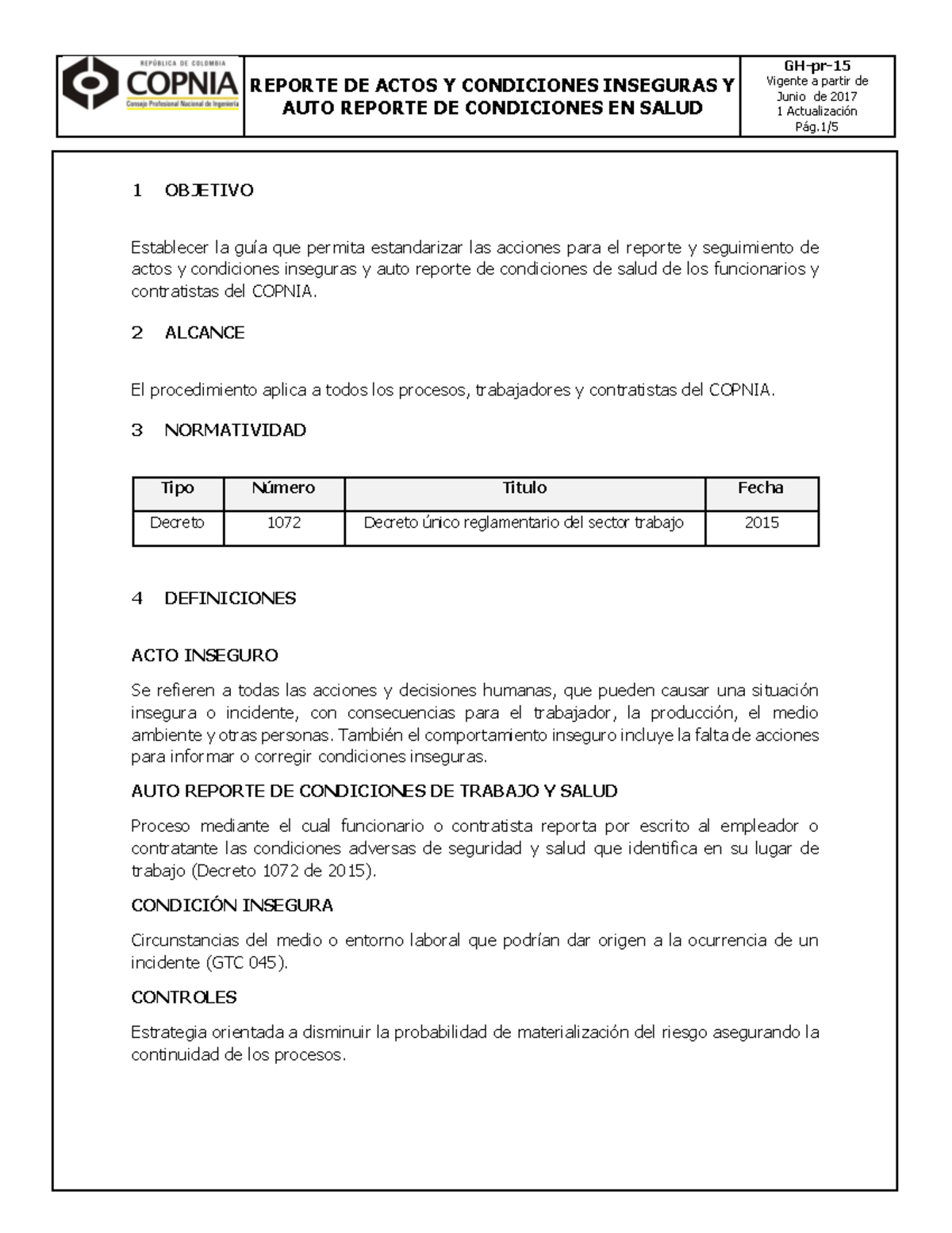 Reporte Actos Condiciones Reporte De Actos Y Condiciones Inseguras Y