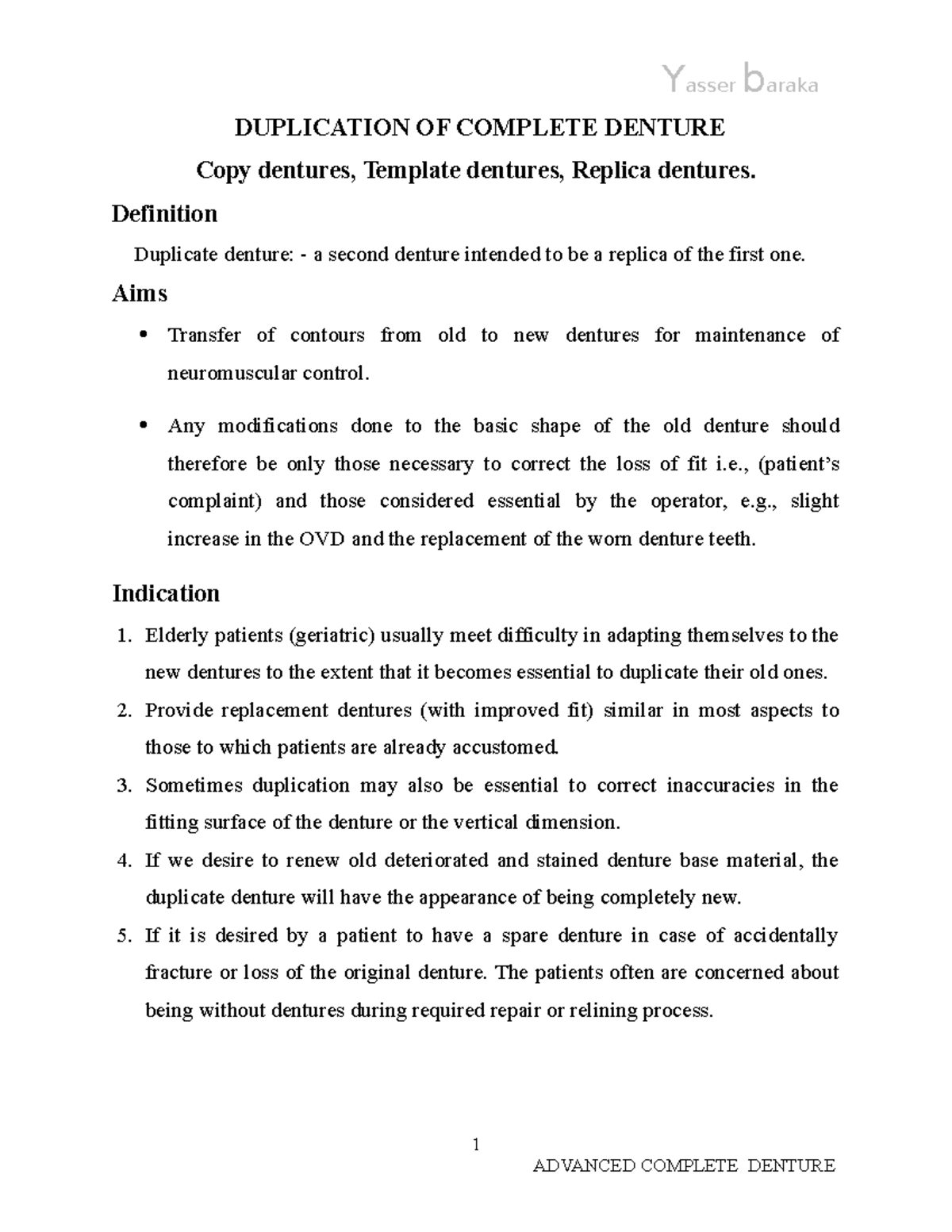 7 Duplication OF Complete Denture - DUPLICATION OF COMPLETE DENTURE ...