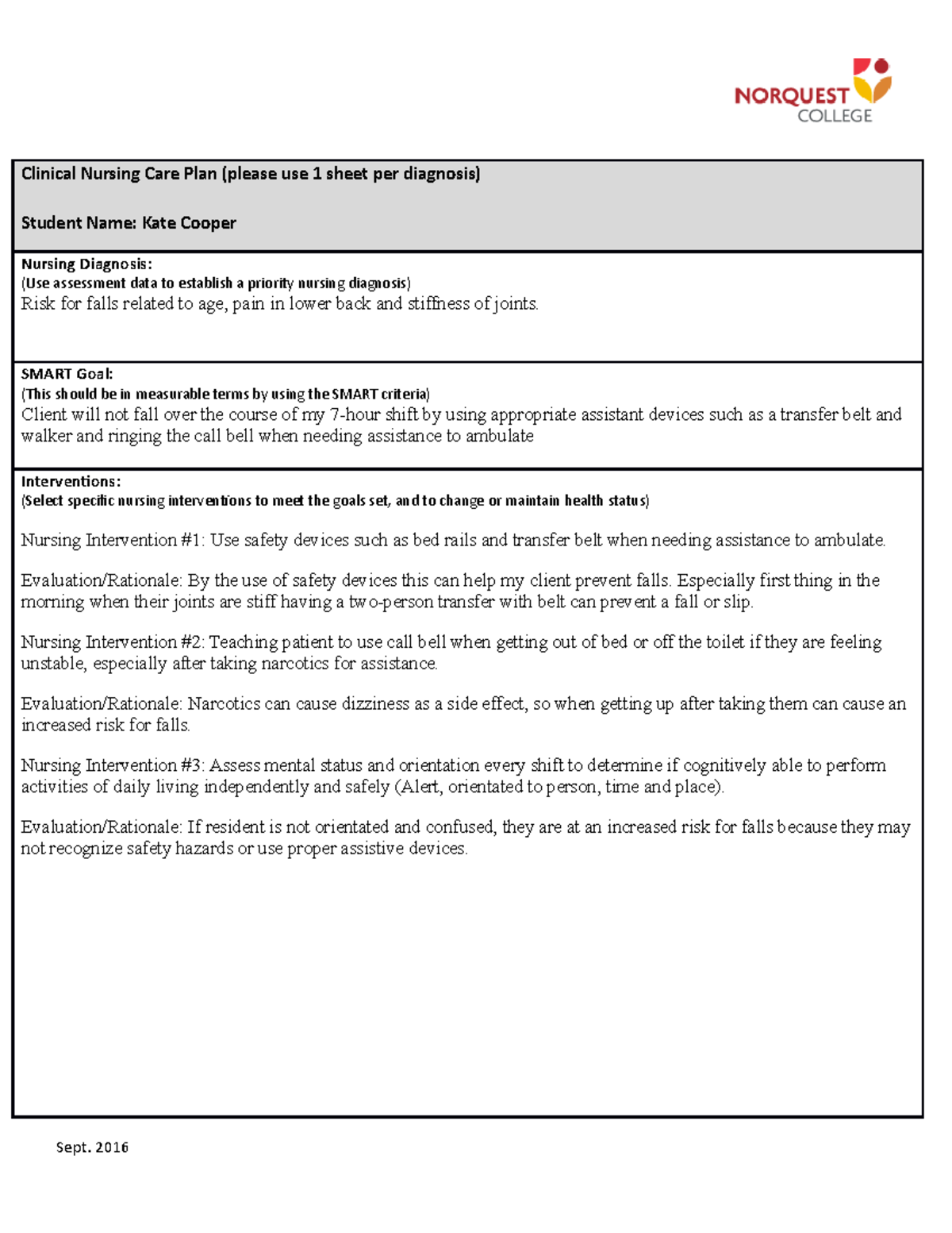 Resident 3 careplan 2 - Clinical Nursing Care Plan (please use 1 sheet ...