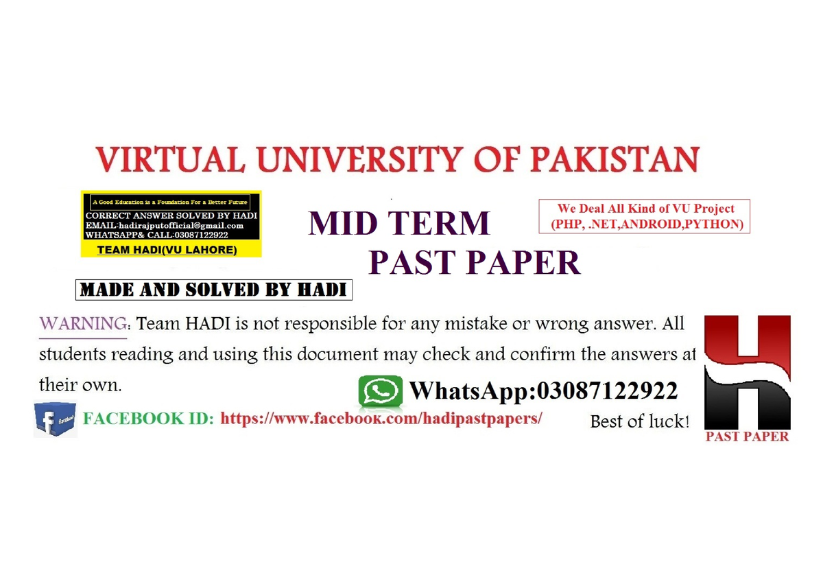 MGT301 Midterm FILE 2 Solved BY TEAM HADI Download (VUStudentspk ...