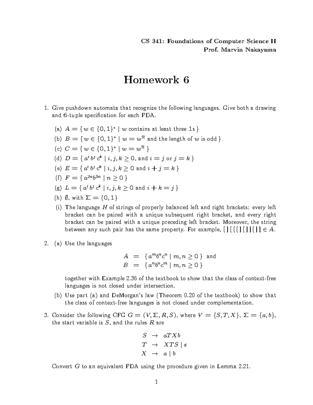 Hw06 - Homework 6 About Chapter 6 For CS341 - CS 341: Foundations Of ...