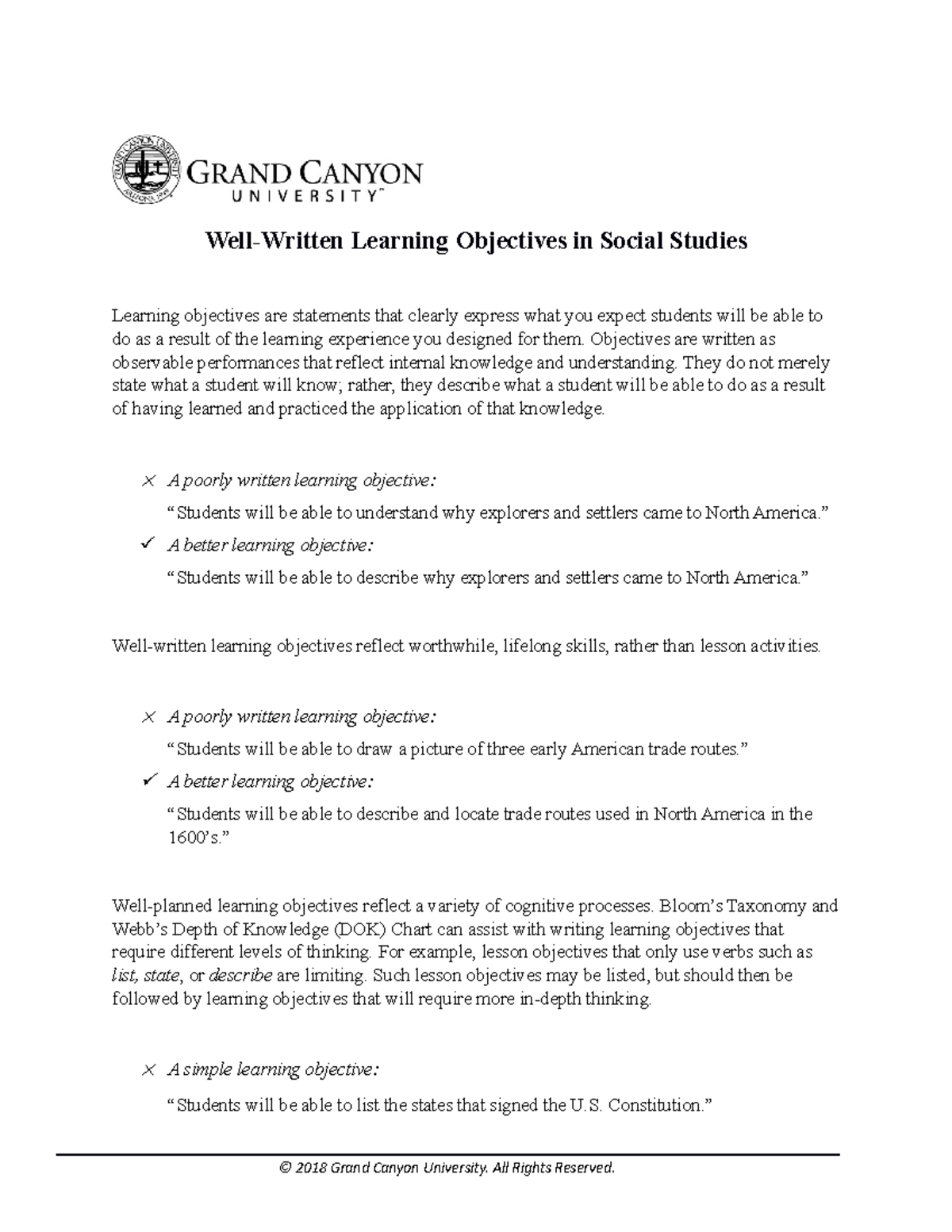 ELM 351 D T1 Well Written Learning Objectives WellWritten Learning