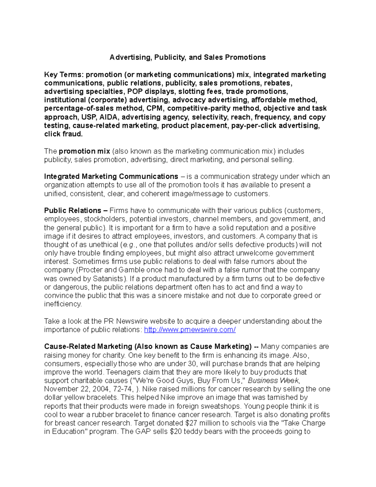 Topic 11 Advertising - Lecture notes 11 - Advertising, Publicity, and ...