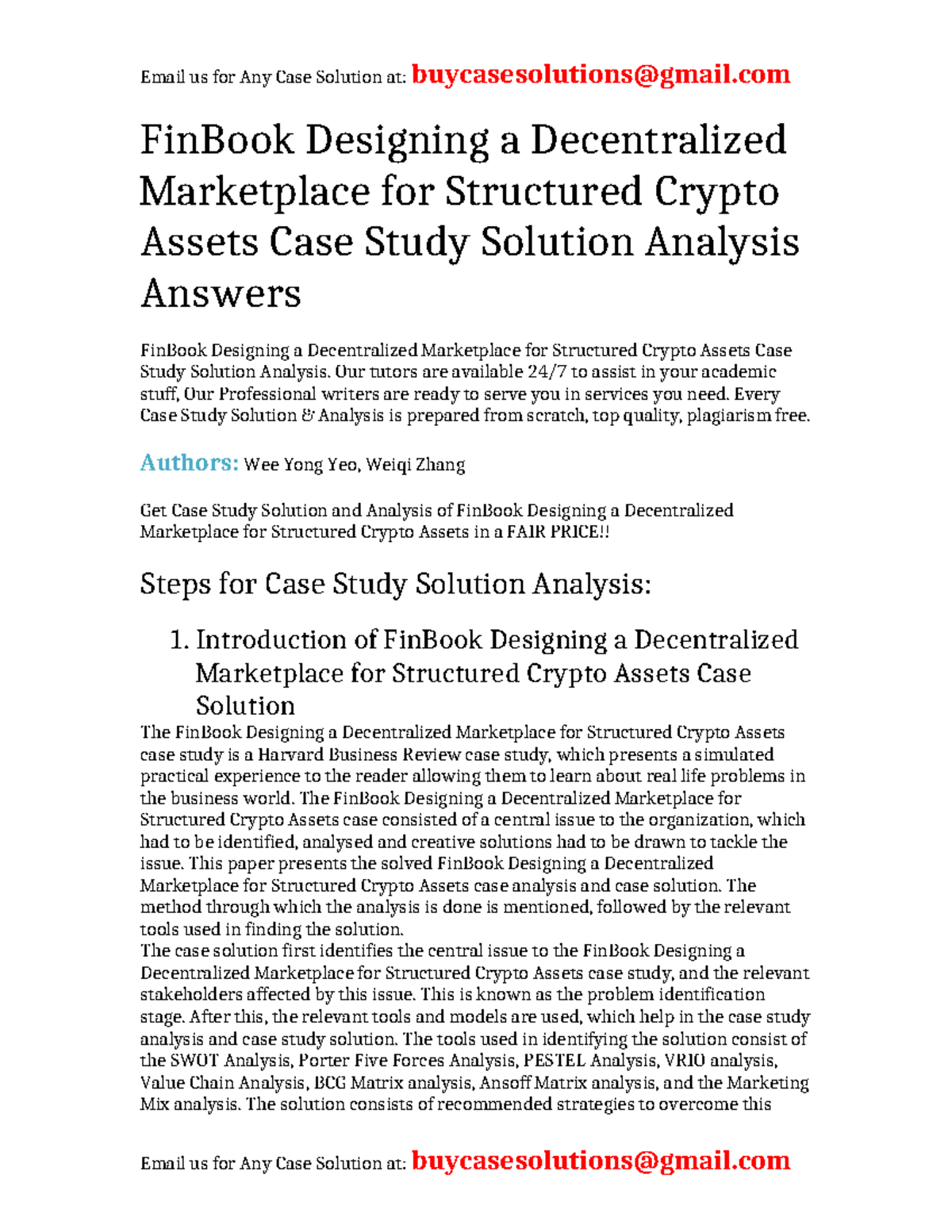Case Solution Fin Book Designing a Decentralized Marketplace for ...
