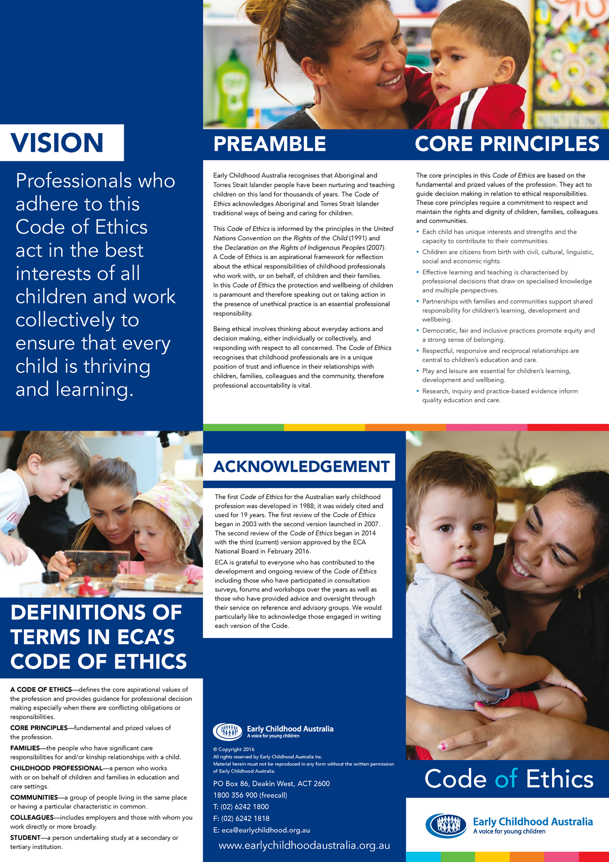 Code Of Ethics Code Of Ethics Early Childhood Australia Recognises 