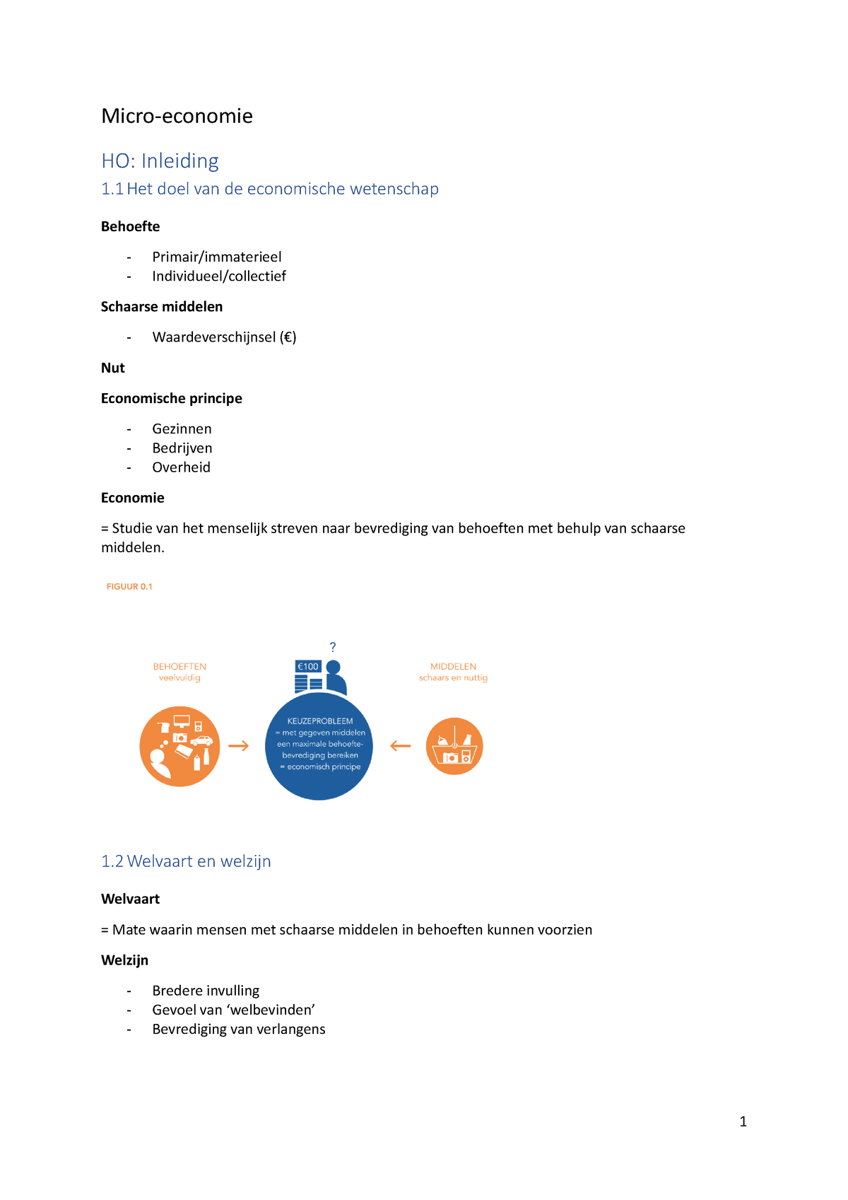 Micro-economie Samenvatting - Micro-economie HO: Inleiding 1 Het Doel ...