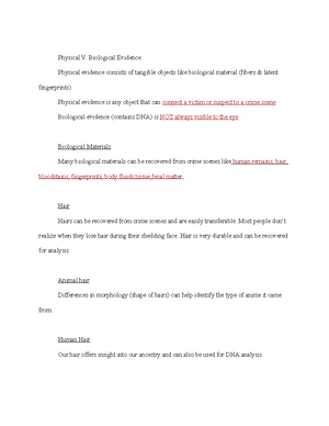 Forensic Science Notes Pg 21 To 30 Physical V Biological Evidence Forensic Science Notes Pg 21 To 30 Physical V Biological Evidence