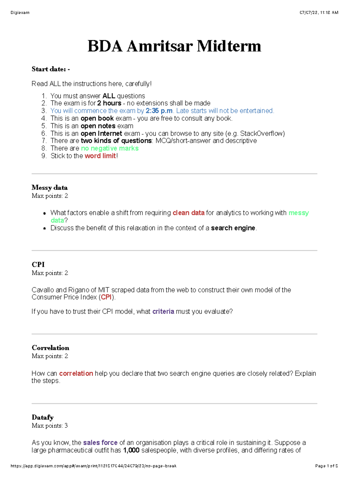 BDAMidterm Sample - Big Data Analytics - BDA Amritsar Midterm Start ...