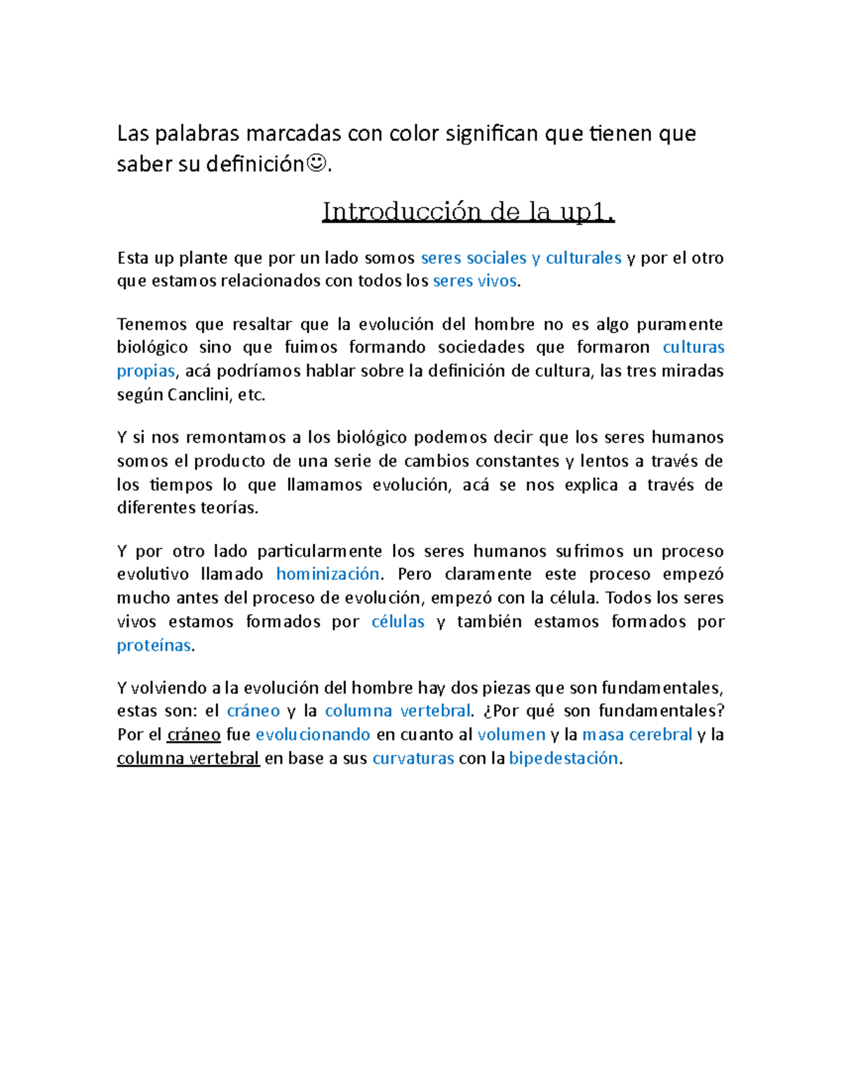 Introducción para la mesa de cyd unidad 1 - Las palabras marcadas con ...