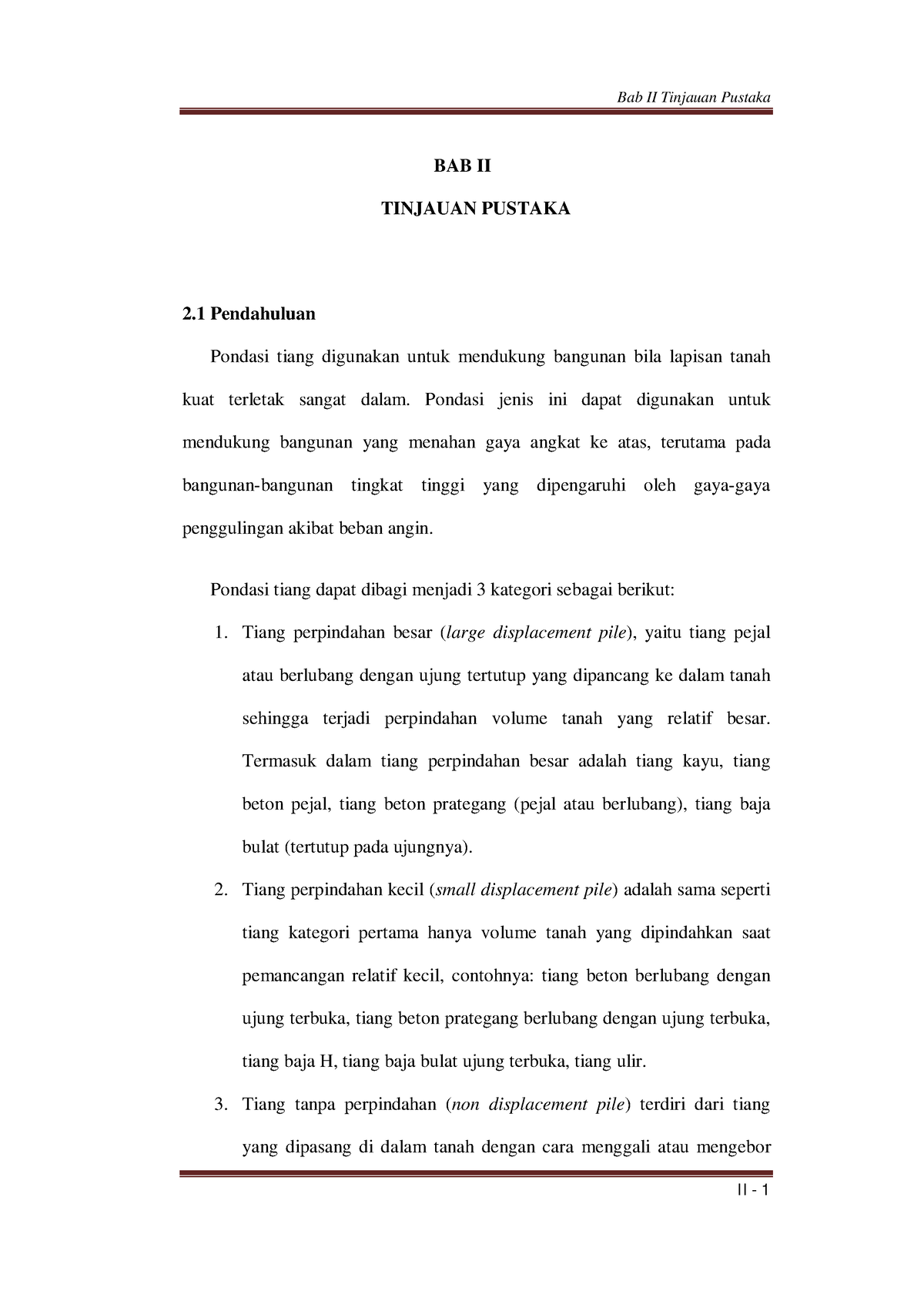 2 Kapasitas Daya Dukung Vertikal Dan Lateral Pondasi Tiang Bor - BAB II ...