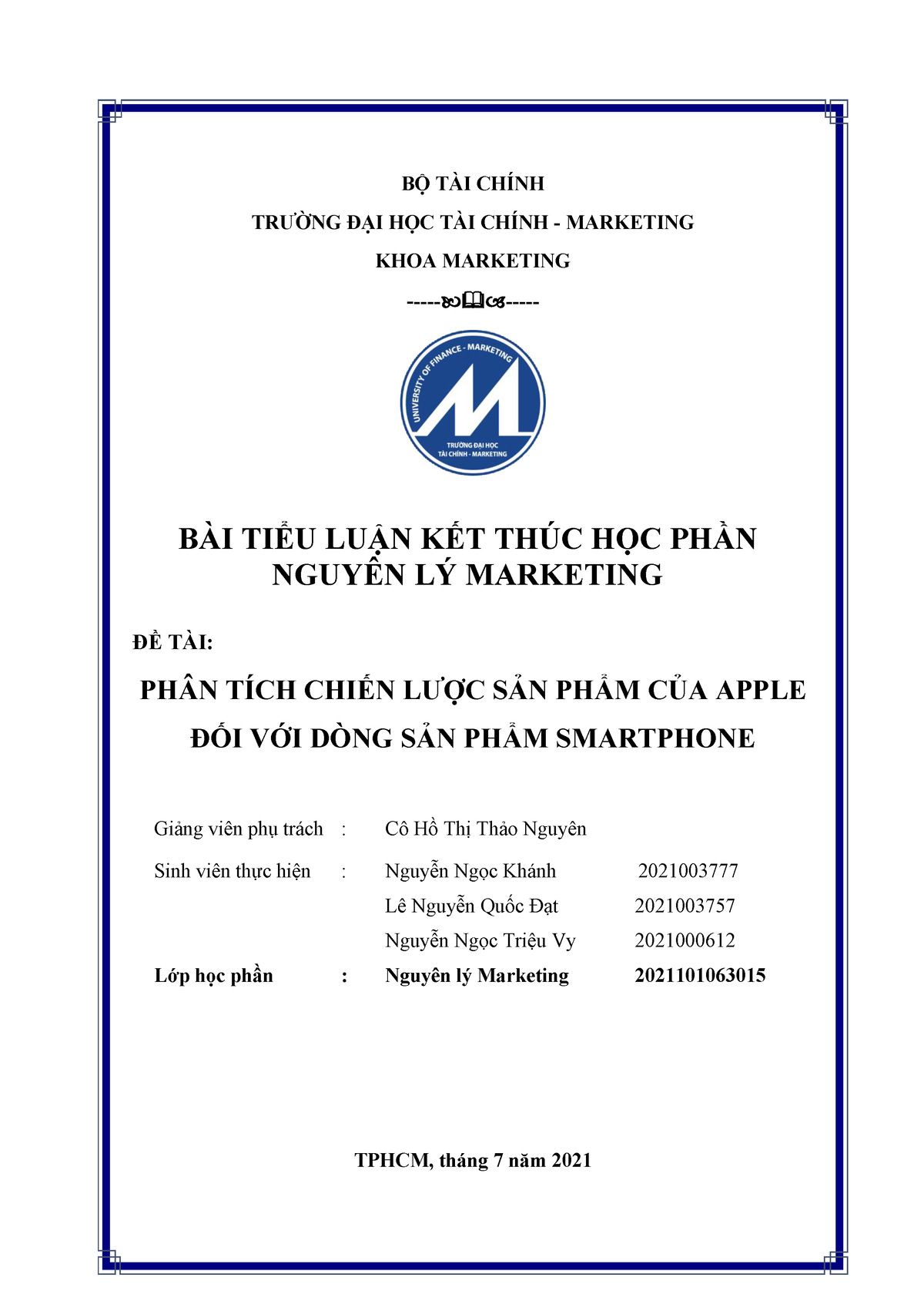 NLM Product Phan tich chien luoc san pham cua Apple doi voi dong san pham smartphone - BỘ TÀI CHÍNH - Studocu