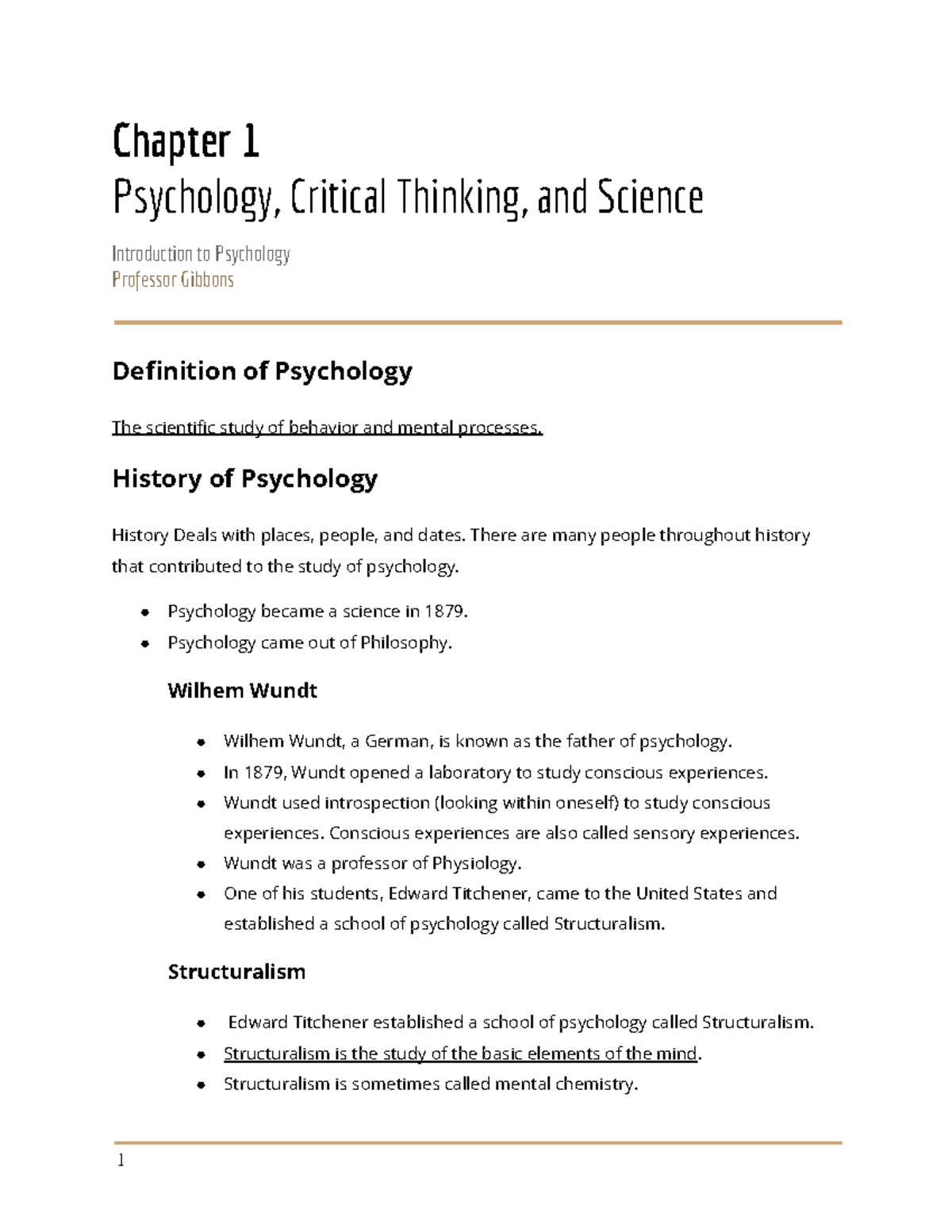 chapter 1 psychology critical thinking and science