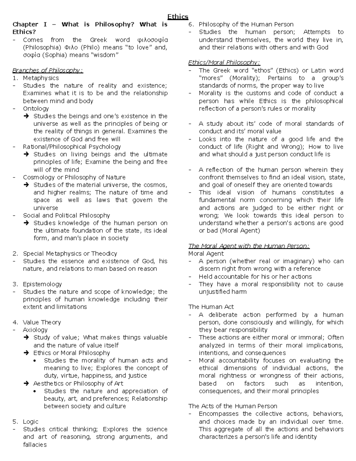 ETHrev reviewer Ethics Chapter I What is Philosophy? What is