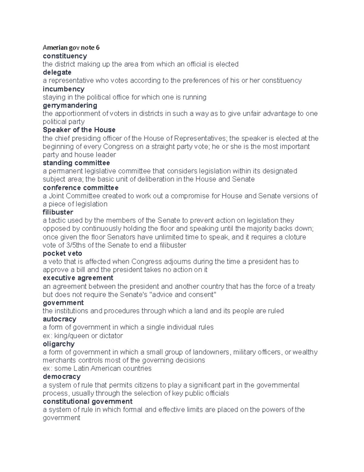 Amerian gov note 4 - constitution, adopted in 1791; ensures certain ...