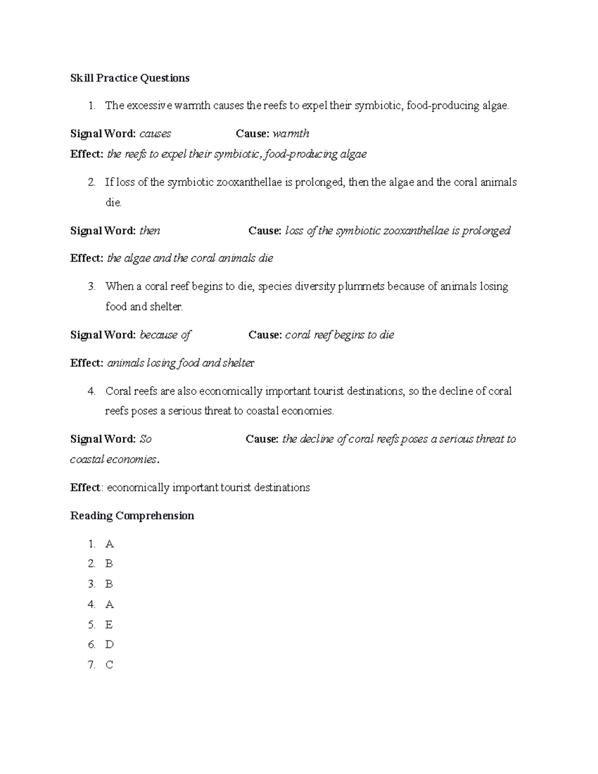 Reading 4 Aquatic Biomes - Skill Practice Questions The excessive ...