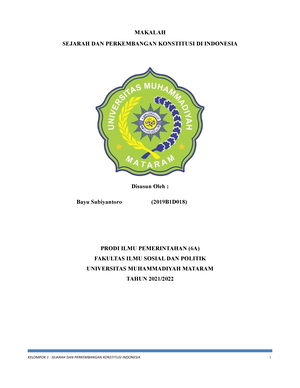 Sejarah Dan Perkembangan Konstitusi DI Indonesia - SEJARAH DAN ...