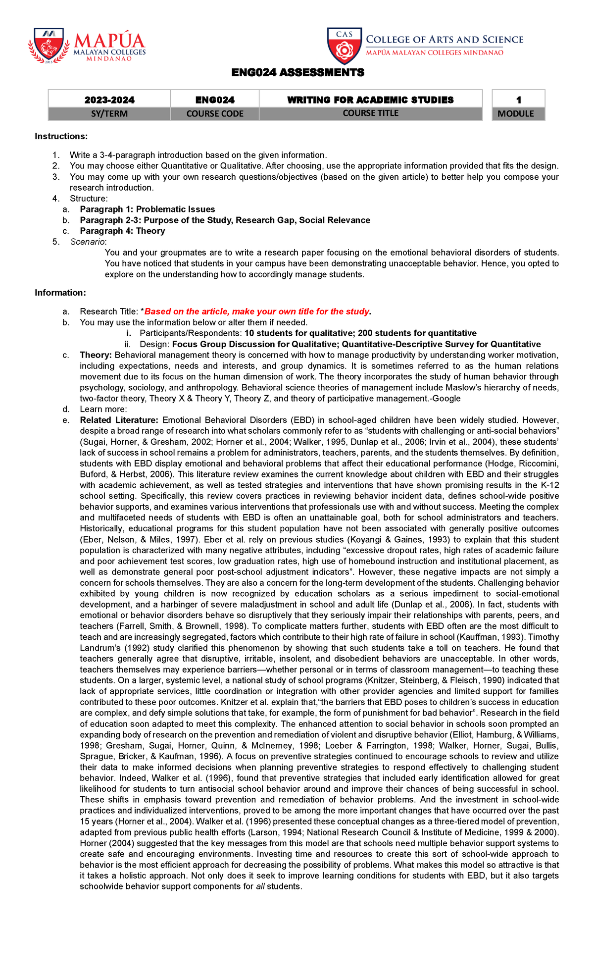 ENG024 M1 Final Assessment - ENG024 ASSESSMENTS 2023 - 2024 ENG024 ...