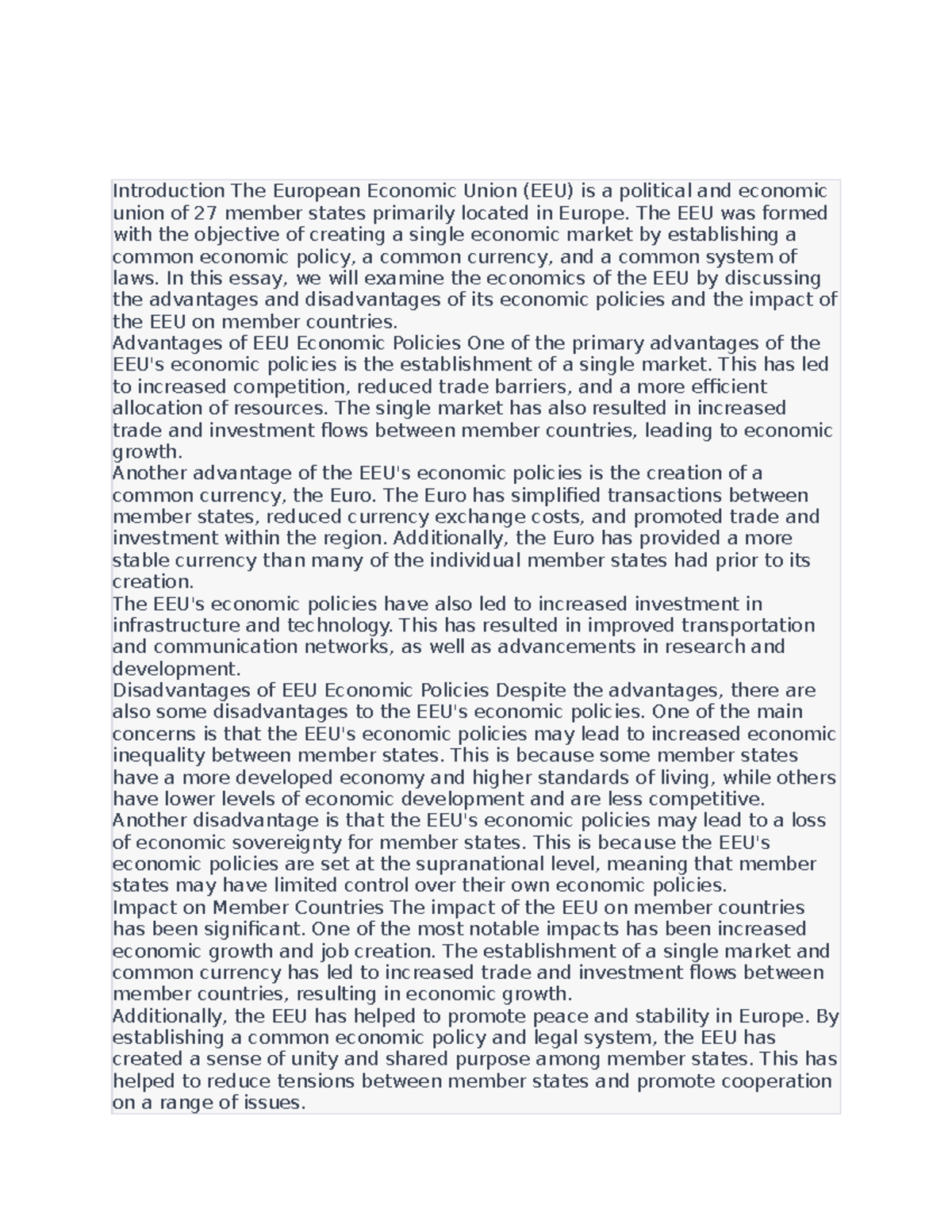 Economics OF THE European Economic Union - Introduction The European ...