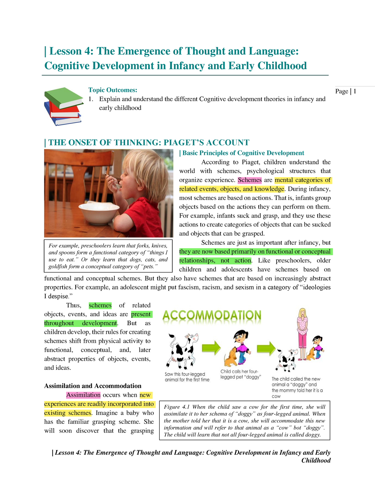 Lesson 4 The Emergence of Thought and Language Cognitive