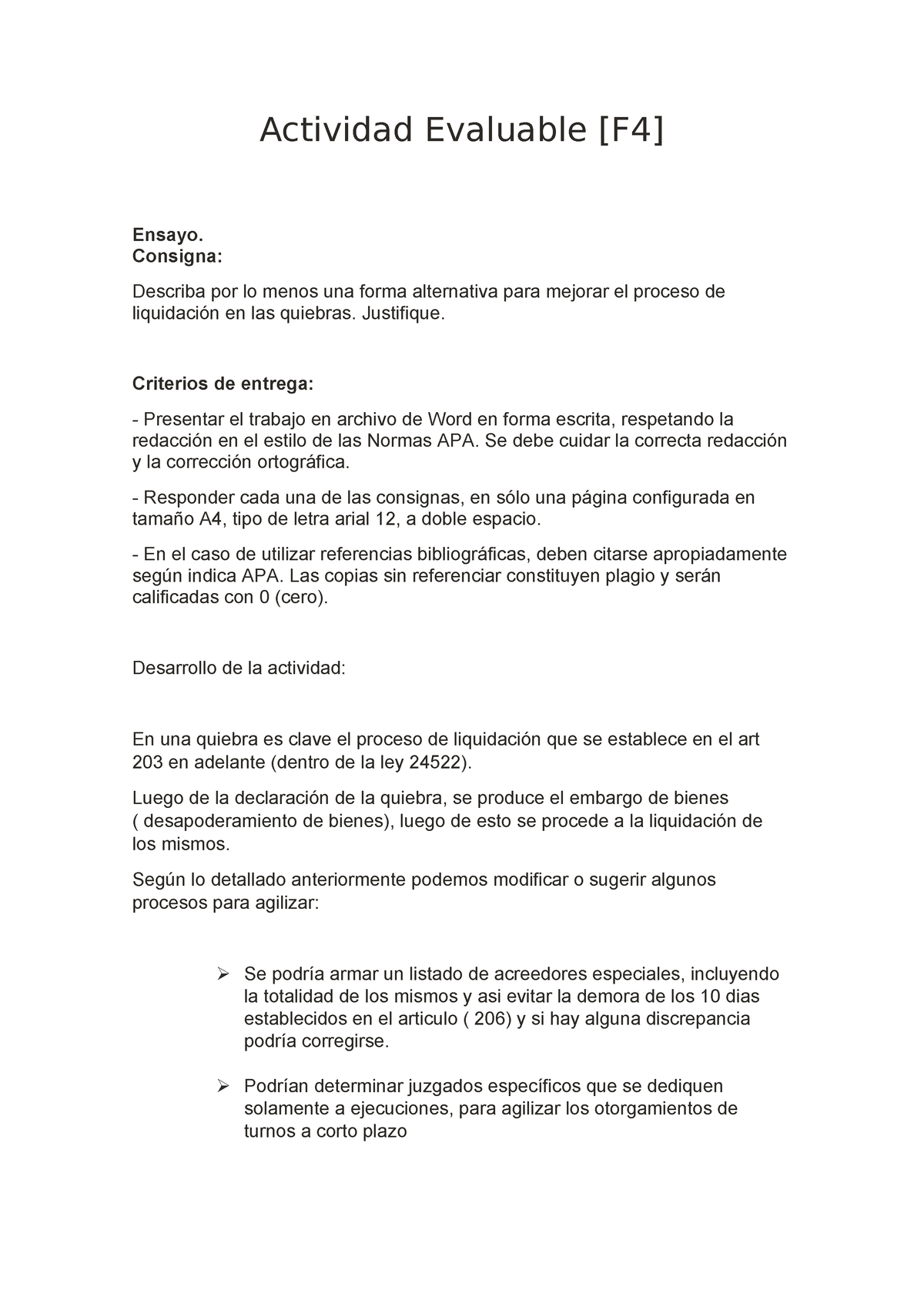 Actividad Evaluable 4 Derecho Concursal - Actividad Evaluable [F4 ...