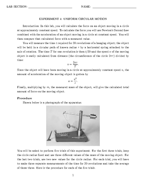 Physics lab 4 - Copy - Lab Practical notes - PHY 111 U4 – FORCES FORMAT ...
