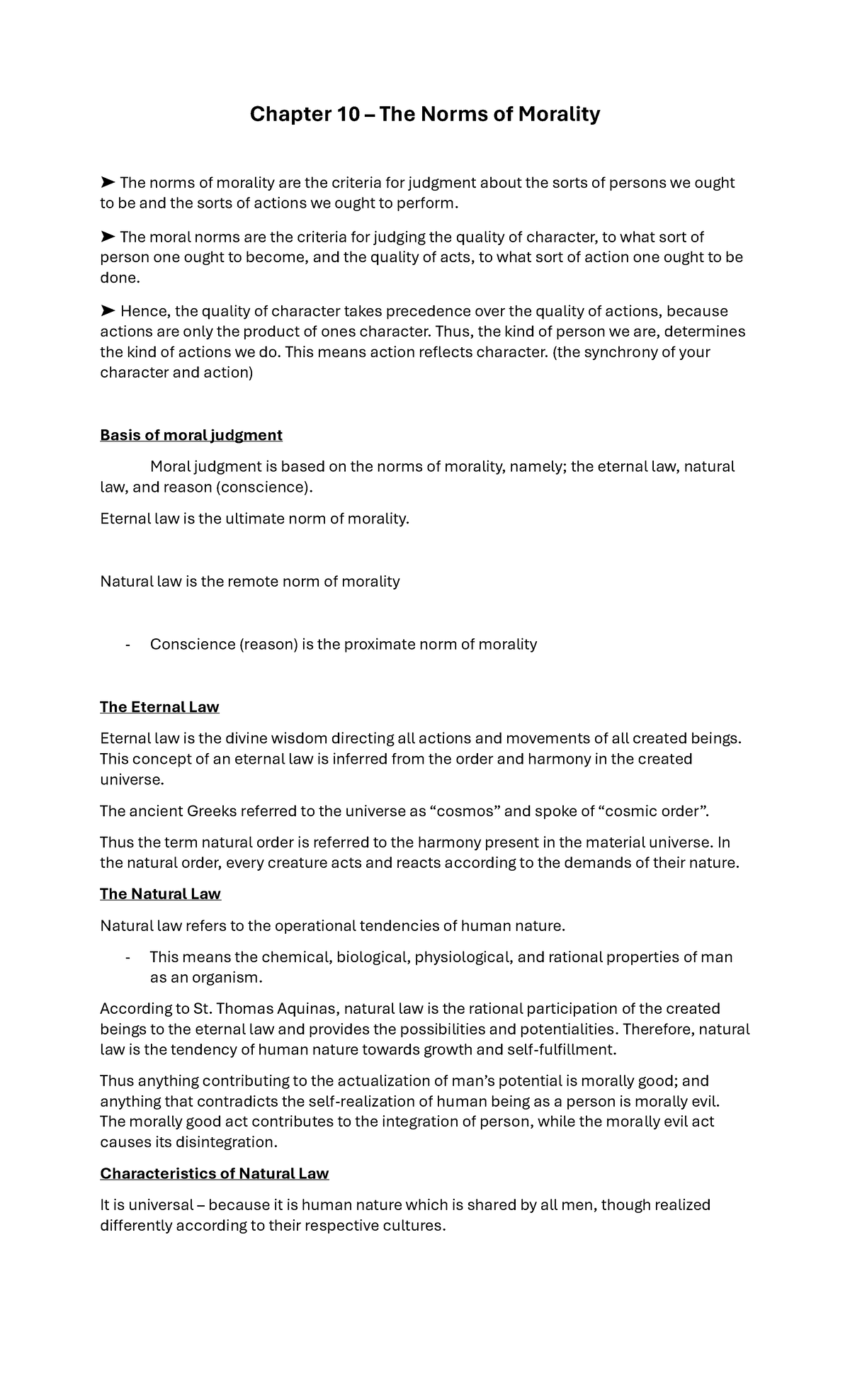 Chapter-10- Ethics - Chapter 10 – The Norms of Morality The norms of ...