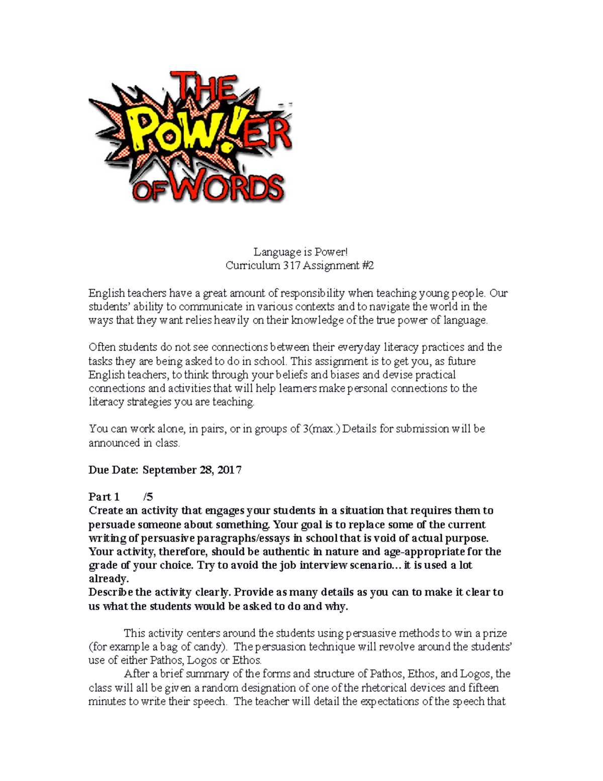 Language is Power - Required assignment. - Language is Power ...
