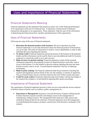 importance of financial statements to stakeholders