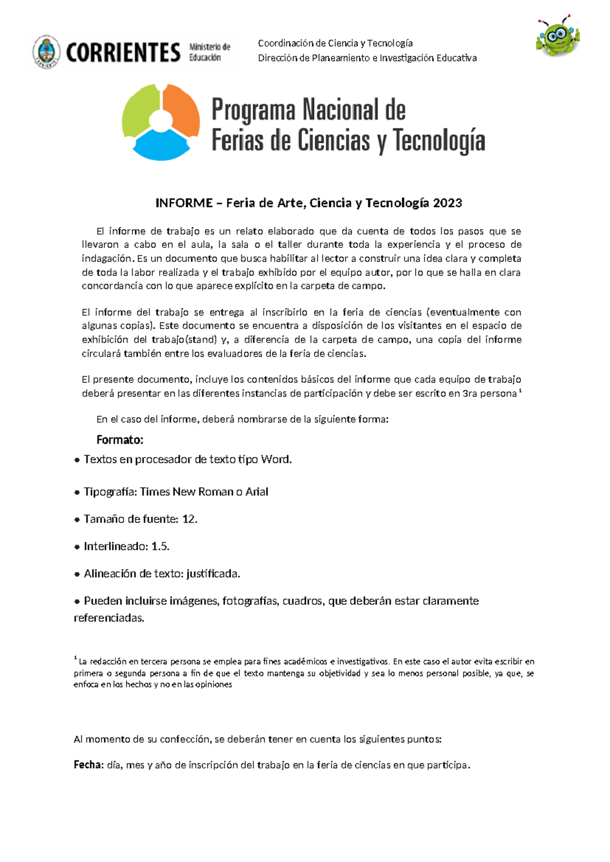 Informe – Feria de Arte, Ciencia y Tecnología 2023 - Coordinación de ...