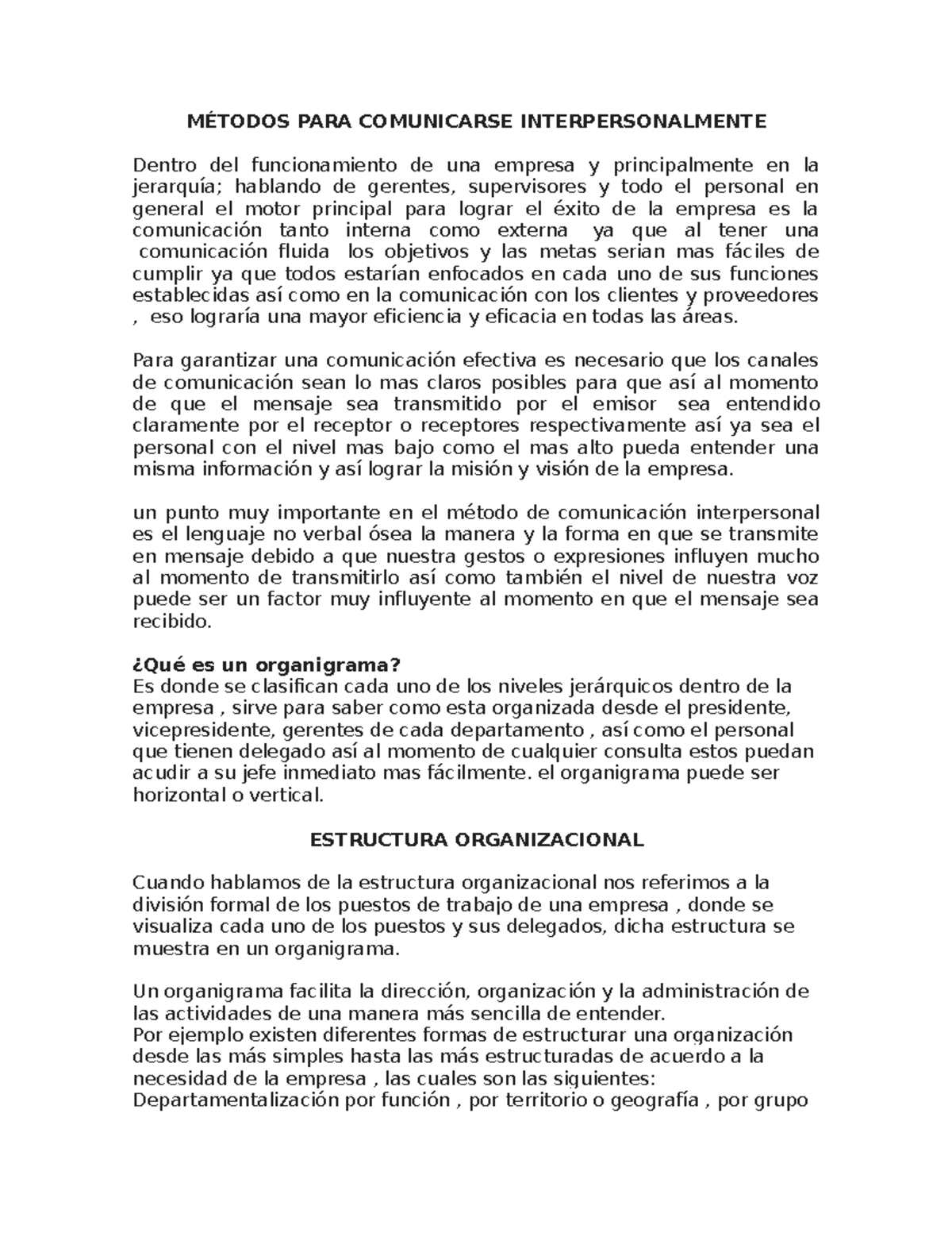 Métodos PARA Comunicarse Interpersonalmente - MÉTODOS PARA COMUNICARSE ...