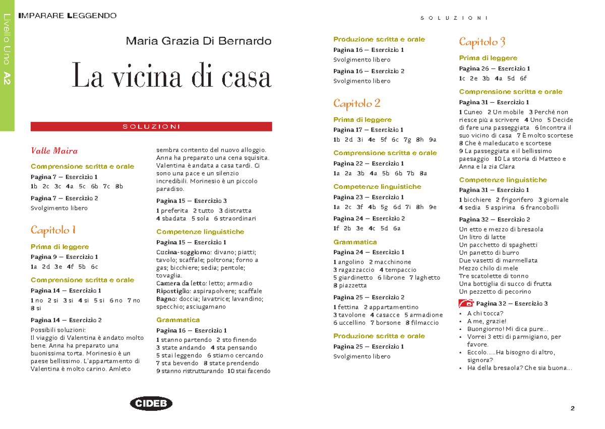 La vicina di casa A2 - Soluzioni - S O L U Z I O N I S O L U Z I O N I