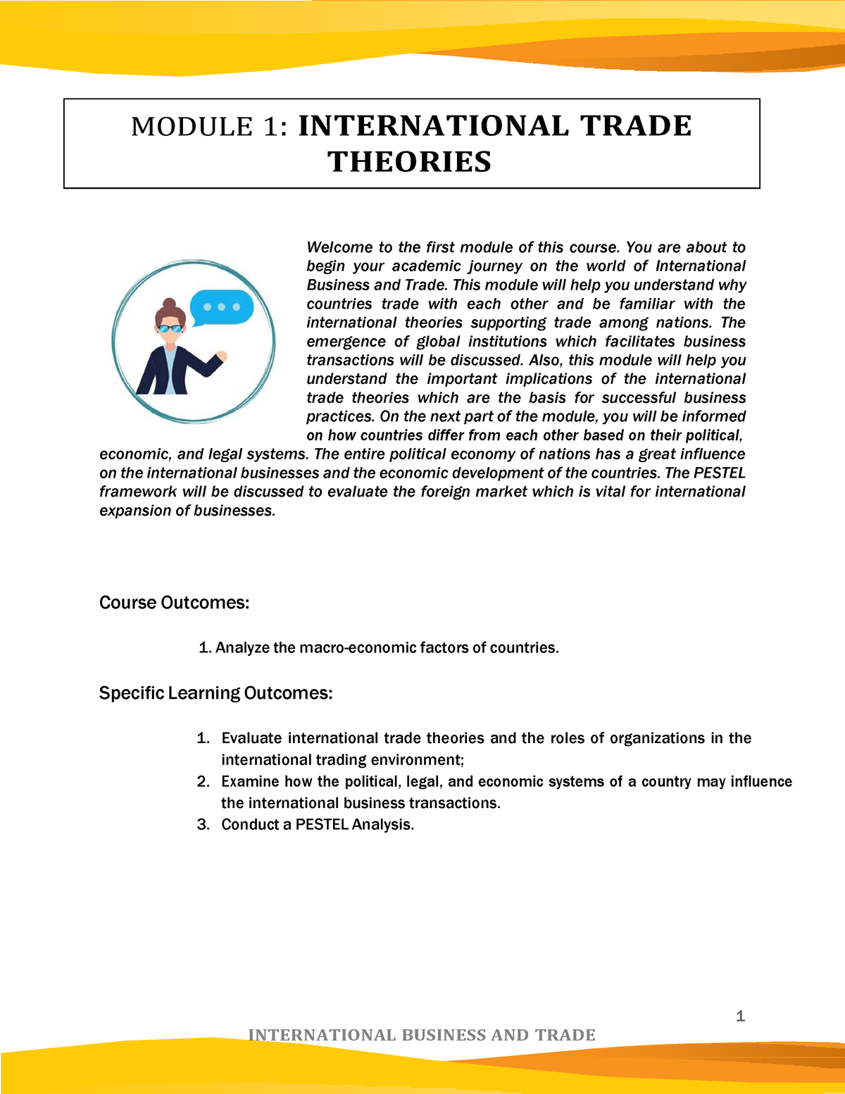 Module 1 International Business And Trade - 1 Welcome To The First ...