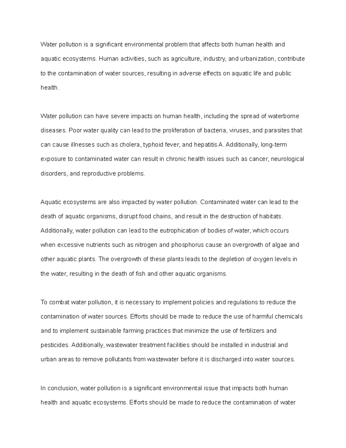 Water pollution and its impacts on human health and aquatic ecosystems ...
