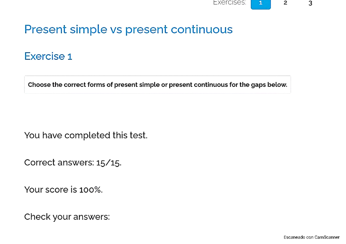 Grammar Practice - apuntes - Exercises: 1 2 3 Present simple vs present