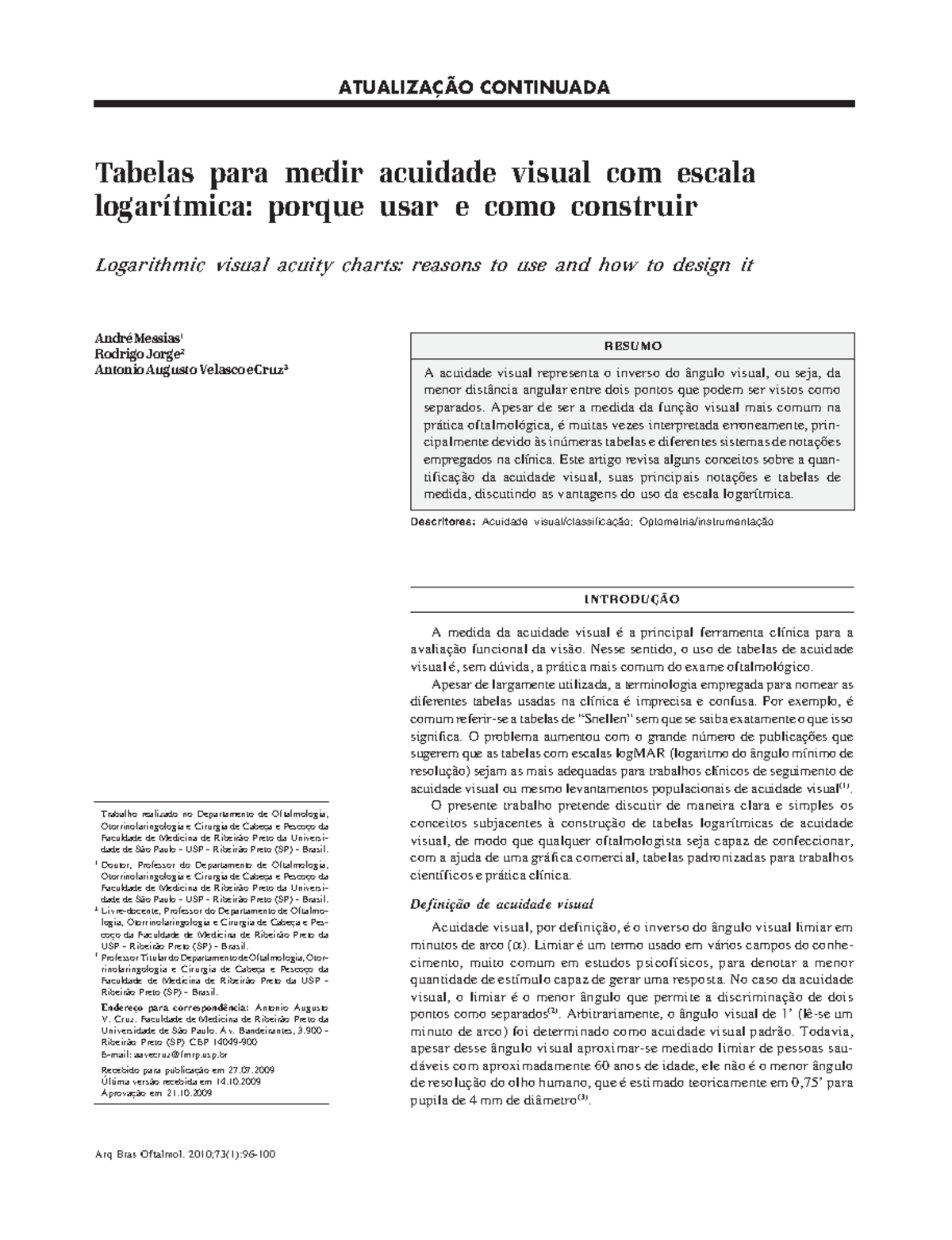 Acuidade Visual - material didático - Logarithmic visual acuity charts ...