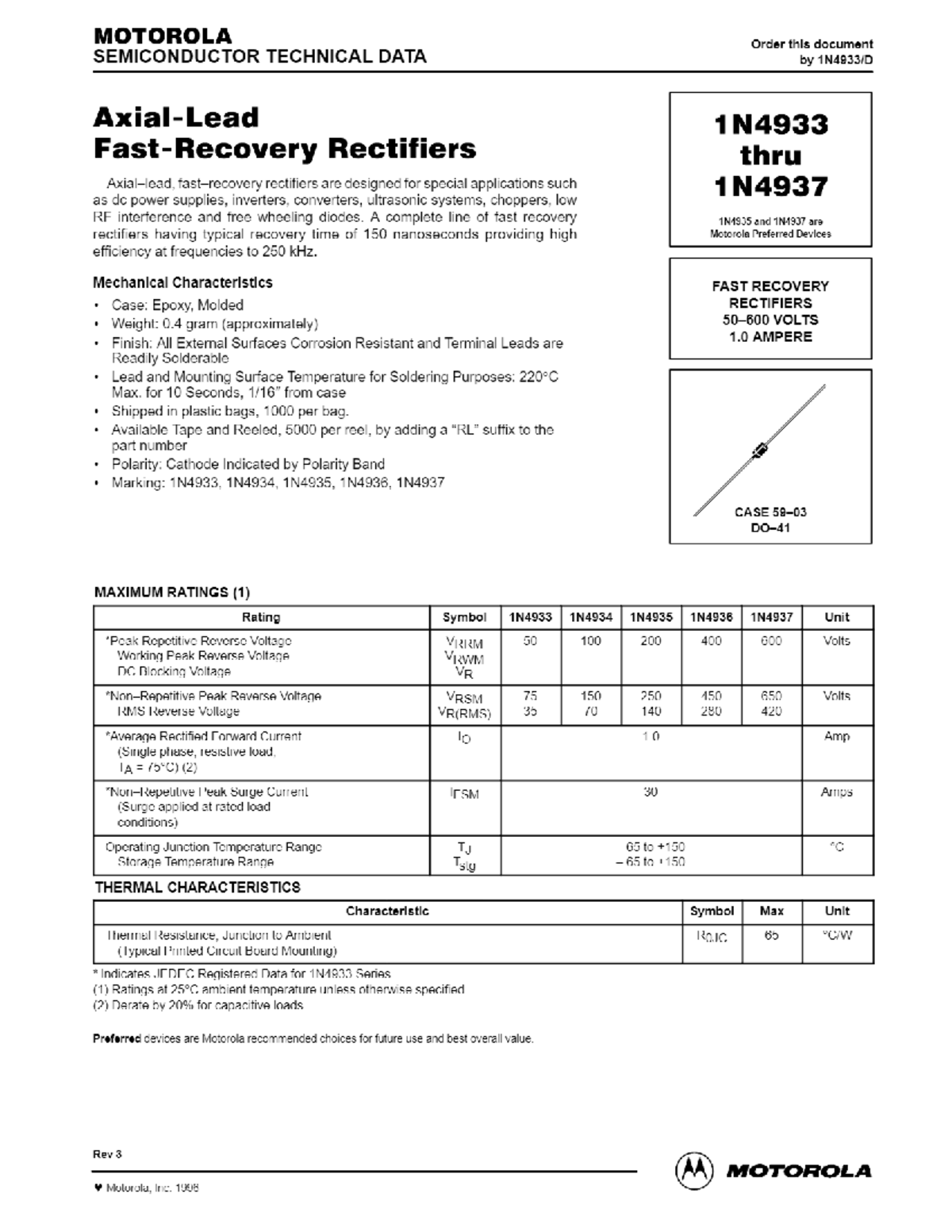 1N4937 pdf, 1N4937 Descrição, 1N4937 Datasheet, 1N4937 view ...