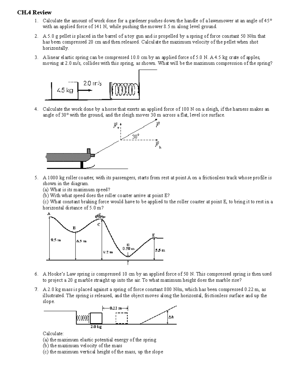 Energyreviewquestions CH Review Calculate the amount of work done
