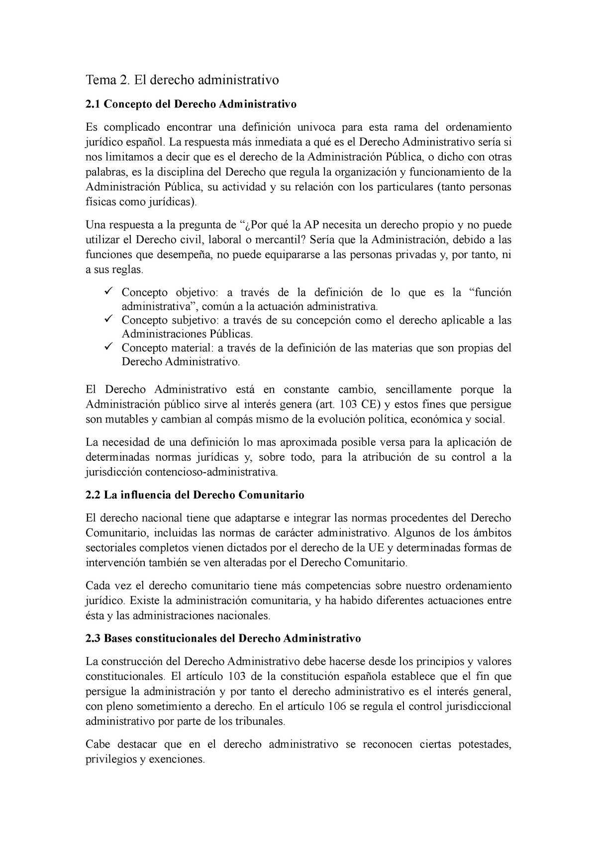 Tema 2. El Derecho Administrativo - Tema 2. El Derecho Administrativo 2 ...