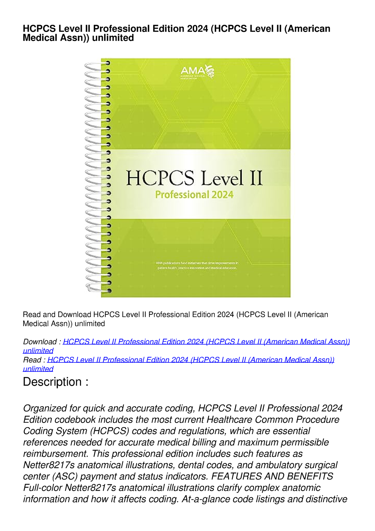 READ HCPCS Level II Professional Edition 2024 (HCPCS Level II (American