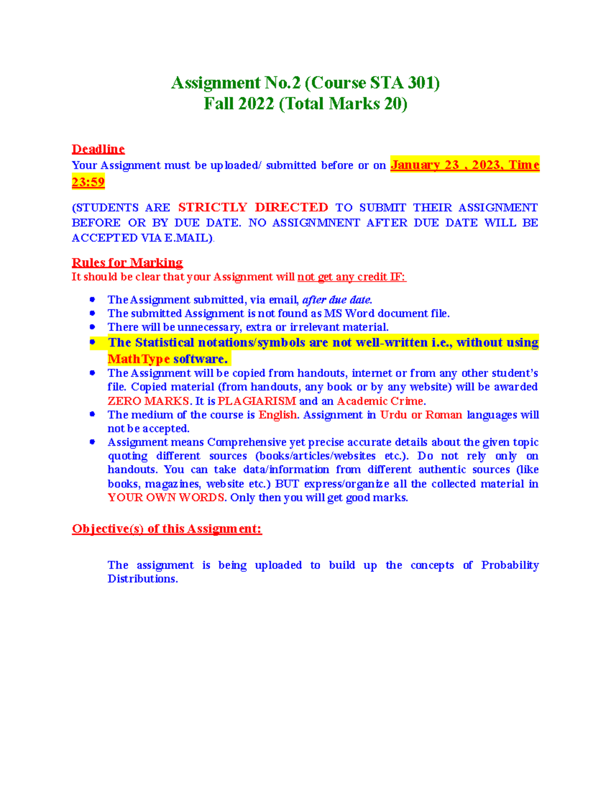 Fall 2022 Sta301 2 Assignment No 2 Course Sta 301 Fall 2022 Total Marks 20 Deadline Your Fall 2022 Sta301 2 Assignment No 2 Course Sta 301 Fall 2022 Total Marks 20 Deadline Your