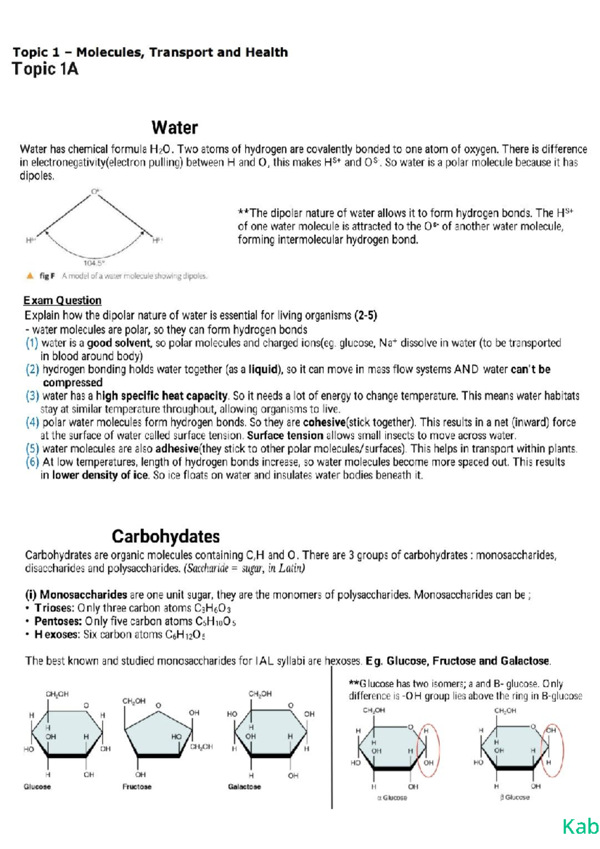 Edexcel IAS Bio Unit 1 Notes - Biology - Studocu