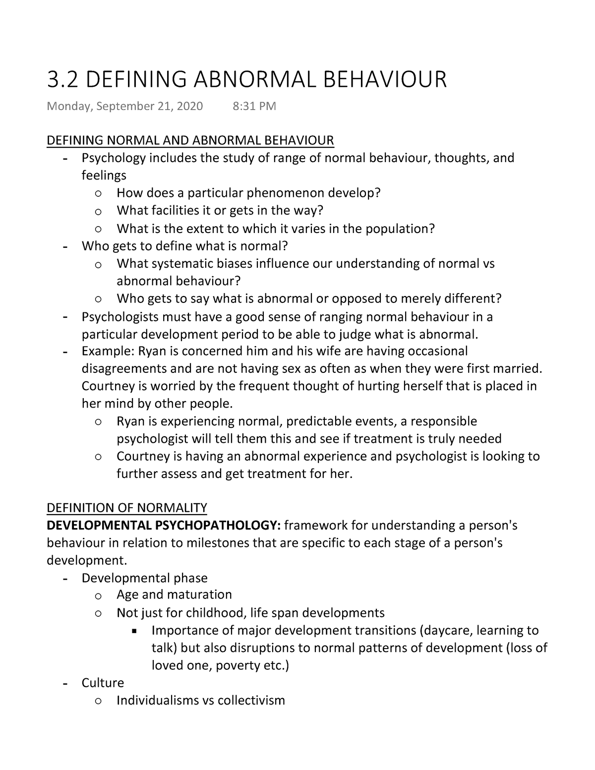 Normal And Abnormal Behaviour Psychology