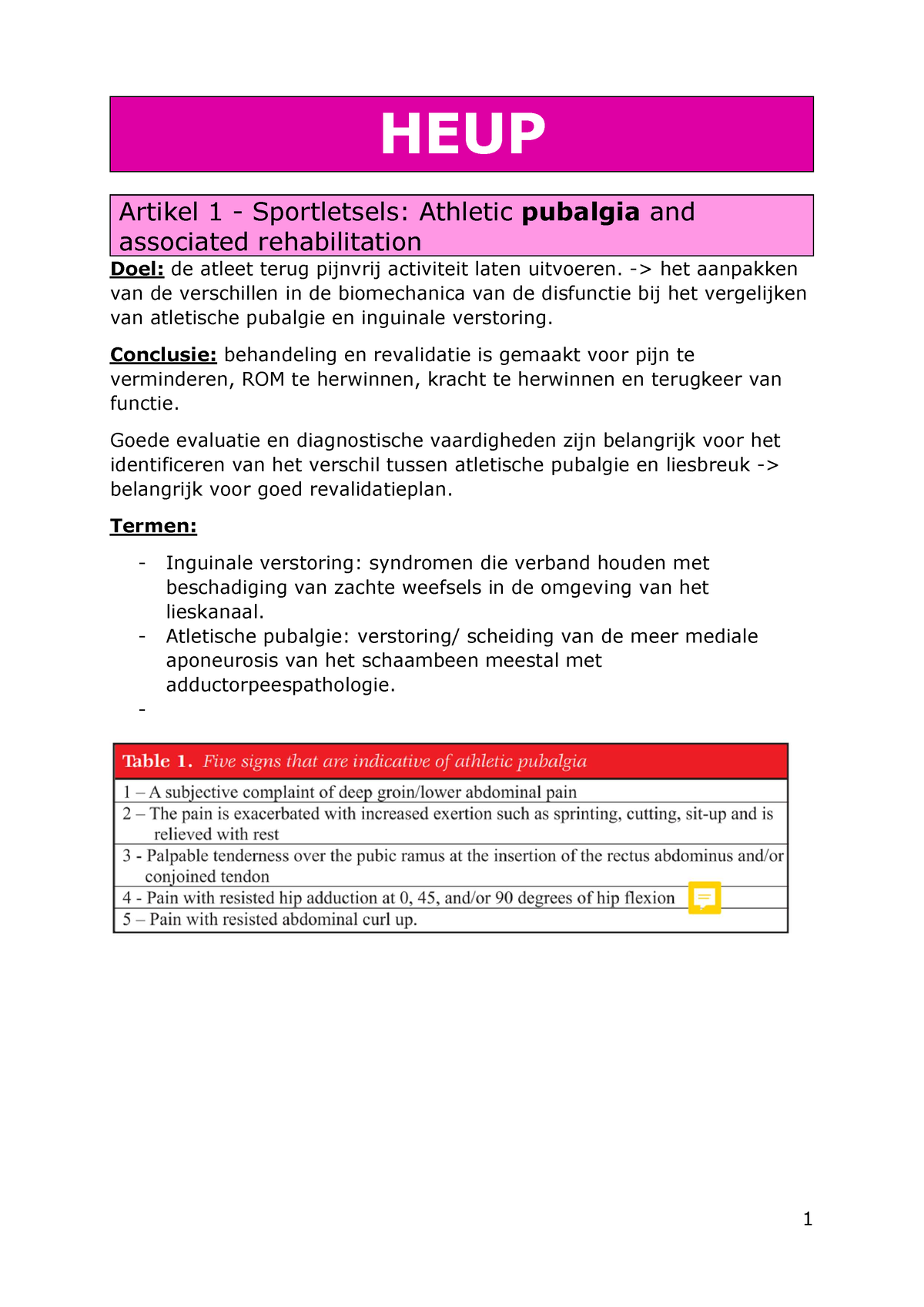 Artikels Heup - Samenvatting Gevorderd Klinisch Redeneren En Handelen ...